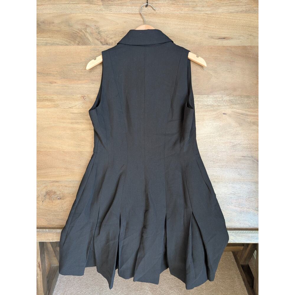 Maeve By Anthropologie Mini Dress Womens Small Black Pleated Hem Gold Button NWT - Picture 2 of 4